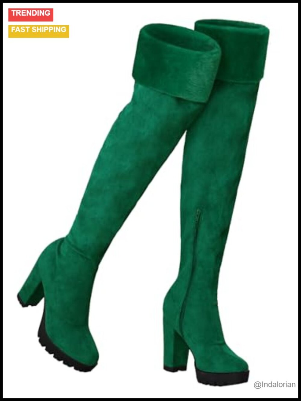 Faux Suede Faux Fur Chunky Heel Platform Over Knee Thigh High Boots